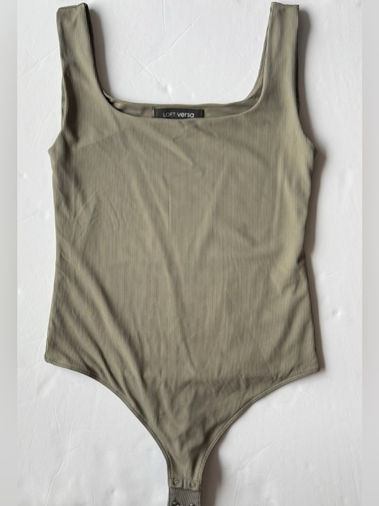 LOFT Tops - LOFT Versa Ribbed Square Neck Sleeveless Bodysuit Cool Sage Size M